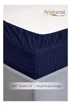 3-Piece Striped Microfiber Fitted Sheet Set King 180x200cm, Royal Blue