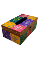 Handpainted Multicolor Wooden Tissue Box Rectangular Napkin Holder, Facial Tissue Pumping Paper Dispenser Desk Organizer Storage Box Home Office Supplies (Handpainted Multicolor)