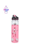 Printed Plastic Water Bottle Pink/Black/Clear