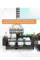 2 Tiers Dish Drying Stand With Rotatable Drainage System Black