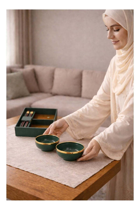 Luxury Ceramic Bowl and Chopstick Set – Premium Gift Box for 2 People