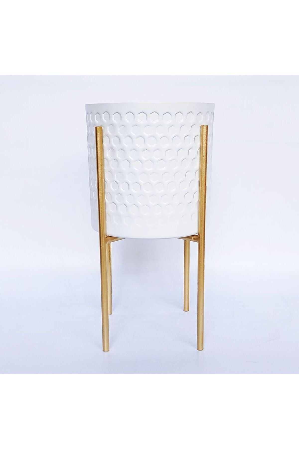 New In Suhour Honeycomb Planter With Stand Lrg White/Gold 16X16X24Cm