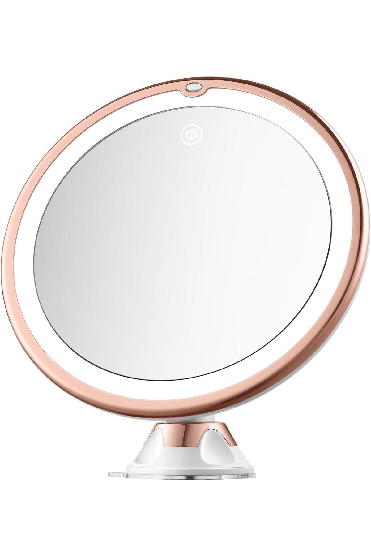 8" Magnifying Mirror with Lights - 10x Magnification Makeup Mirror with Suction Cups – Bathroom Shower Mirror – Easy Install – 360 Degree Swivel Joint (Gold)