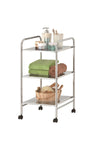 Zenments 3 Tiers Metal Shelf Trolley, Steel Utility Cart Serving Cart Rolling Trolley Storage Cart with Wheels and Handles, Storage Organizer for Home Kitchen Hotels Hospitals - ZEN-263