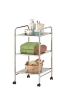 Zenments 3 Tiers Metal Shelf Trolley, Steel Utility Cart Serving Cart Rolling Trolley Storage Cart with Wheels and Handles, Storage Organizer for Home Kitchen Hotels Hospitals - ZEN-263