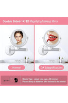 7'' Bathroom Mirror with Light, Rechargeable 3X Magnifying Mirror, Double-Sided Wall Mount Makeup Mirror with 3 Color Lights and Dimmable