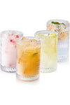 Hobnail Drinking Glasses Set of 4, Art Deco Vintage Glassware, 12 oz Tall Crystal Tumblers, Clear Embossed Glass Cups