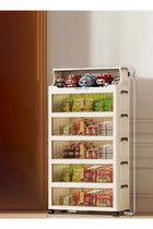 CozyNest 5-Tier Foldable Mobile Storage Cabinet, 65cm Wide Transparent Door Organizer, Rolling Snack Storage Rack for Living Room & Bedroom