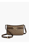 Women Monogram Print Crossbody Bag with Zip Closure