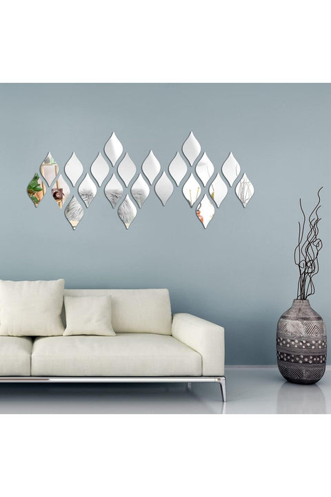 3D Tear Drop Mirror Wall Stickers, 30Pcs Acrylic Removable Silver Decorative Mirrors for Home, Living Room, Bathroom, Office, Dormitory, Peel and Stick Wall Decals