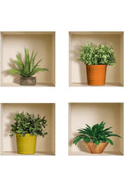 Art Magic 3D PVC Removable Wall Sticker Decals DIY, Set of 4, Green and Brown Plants, DY0725-WJH