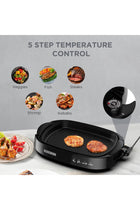 BLACK+DECKER Electric Health Grill, 1500W, Family-Sized Non-Stick Griddle with Glass Lid, 5-Level Te