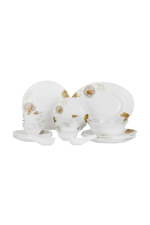 33 Piece Opalware Dinner Set DC3709 Includes Oval Plate, Dinner and Flat Plates, Salad Bowls and Soup Spoons