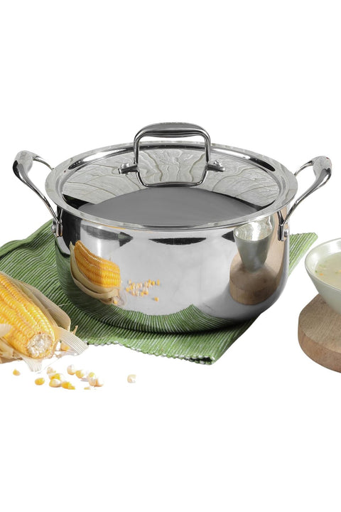 Platinum Triply Stainless Steel Saucepot with Lid - 20 cm, 3 L (Induction Friendly)