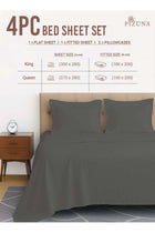 Pure Combed Cotton Bed Sheet Set Queen Size Dark Grey, 400 Thread Count Cozy Luxury