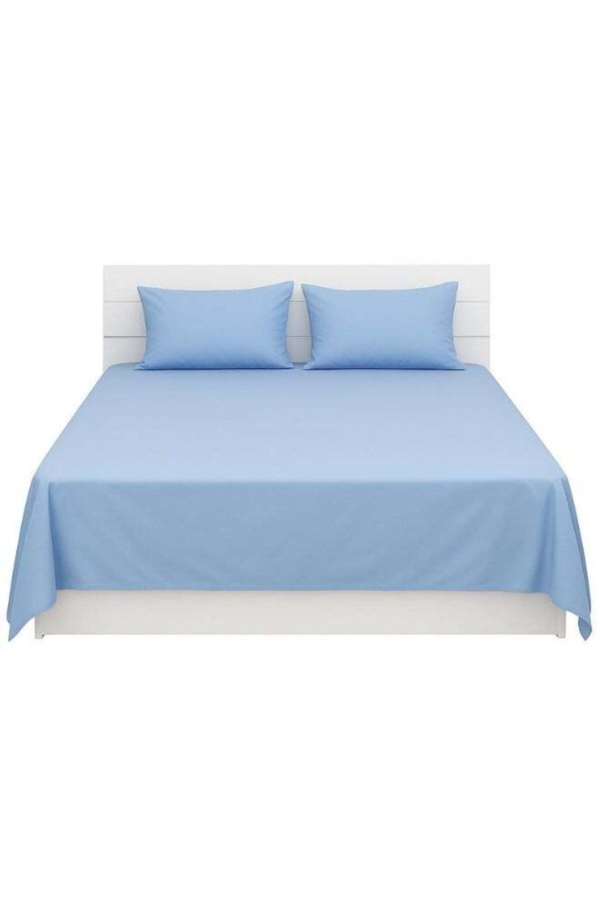 3-Piece Bedding Sheets With Pillowcases Cotton Blend Blue 240 x 260cm