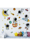 Lovely Astronauts and Planet Wall Decals, Universe and Stars Wall Sticker, Space Art Wall Clings, Removable Vinyl Stickers For Nursery, Living Room, Bedroom, TV Sofa Background Decoration Murals