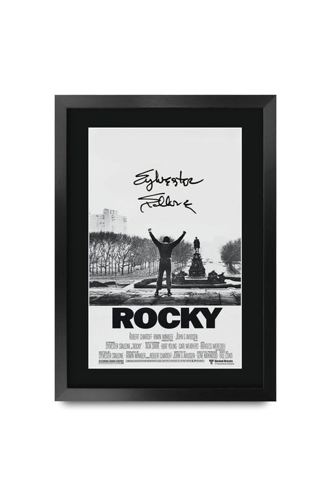 Alayra Framed A3 FR Rocky Movie Poster Sylvester Stallone Signed Gift FRAMED A3 Printed Autograph Film Gifts Print Photo Picture Display