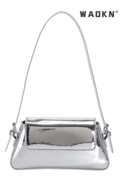 Women's European and American Style Glossy Shoulder Bag, Ladies Fashionable Patent Leather Stick Bag