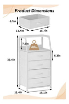 Deal Forthcan White Nightstand with 4 Fabric Drawers & 2-Tier Shelf, Small Bedside Table Storage Organizer with Steel Frame & Wood Top, End Table for Bedroom, Nursery, Closet & Hallway