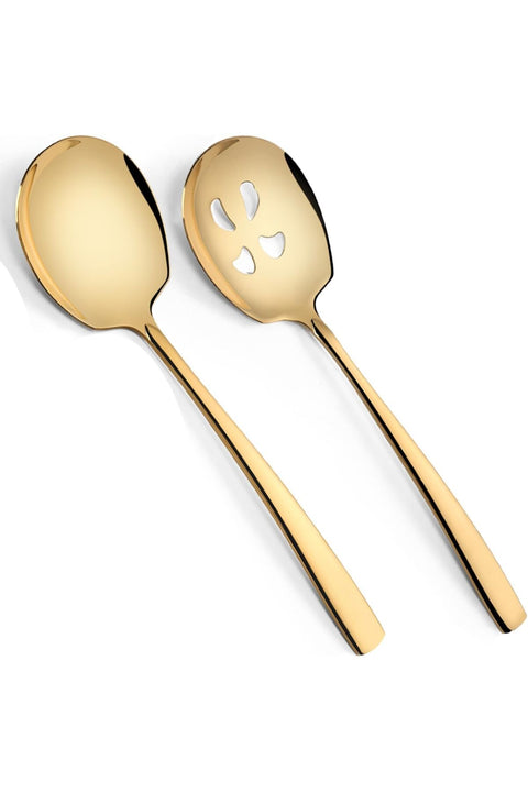 Large Serving Spoons Set Stainless Steel 12 Inch Slotted Spoon and Serving Spoon Serving Utensils