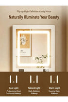 -Long Compact Dressing Table with LED Smart Mirror, Soft Close Hinges & Silent Slide Rails, Wooden Makeup Vanity with Divided Storage Drawers and PU Leather Stool, White Bedroom Furniture (SZZ