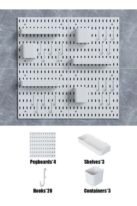CozyNest Pegboard Wall Organizer Kit, Wall Shelf Storage Display Rack, 4 Pack Modular Hanging for Wall Organizer,Hanging Pegboard DIY Decoration for Home & Office,Wall Organizer for Home Office, White