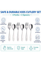Children'S Cutlery Stainless Steel 6Pcs/ Kids Fork And Spoon Set - Dog & Bunny Engraved