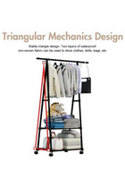 CozyNest A-Frame Single Pole Clothes Rack with 2 Lower Storage Shelves and Wheels, Black Freestanding Mobile Laundry & Bedroom Organizer, Space-Saving Coat & Clothes Drying Rack