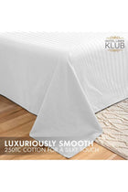 3-Piece Queen Bed Sheet Set – 100% Cotton Sateen Stripe Patterned – White