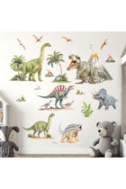 Large Dinosaur Wall Stickers - Tropical Palm Tree Leaf Dino Wall Decals - Nursery Kids Baby Boys Room Daycare Playroom Classroom Wall Decor
