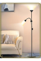 LED Floor Lamp with Double Lights, Vertical Ground Lamp With Adjustable Reading Light, Standing Light for Living Room, Bedroom, Office