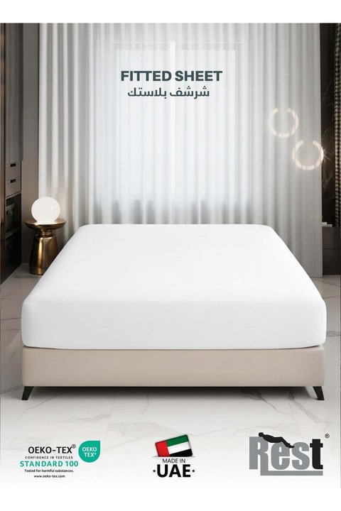 Fitted Bedsheet 90x190+20cm Breathable Plush White Fabric with Deep Pockets Machine Washable for Optimal Protection