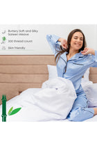 100% Organic Bamboo Duvet Cover with Pillowcase, 300 Thread Count, Navy Blue, Single