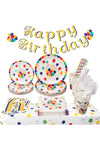 162 Pcs Happy Birthday Party Tableware Set, Party Supplies Decorations, Disposable Paper Plates Napkins Cups
