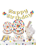 162 Pcs Happy Birthday Party Tableware Set, Party Supplies Decorations, Disposable Paper Plates Napkins Cups