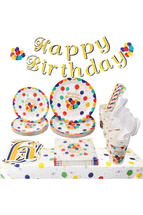 162 Pcs Happy Birthday Party Tableware Set, Party Supplies Decorations, Disposable Paper Plates Napkins Cups