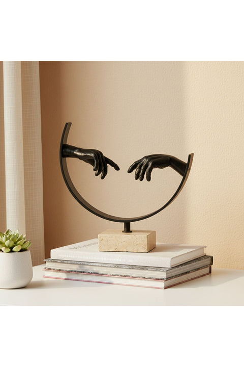 Marketplace Sync Metal Sculpture With Marble Base - Black