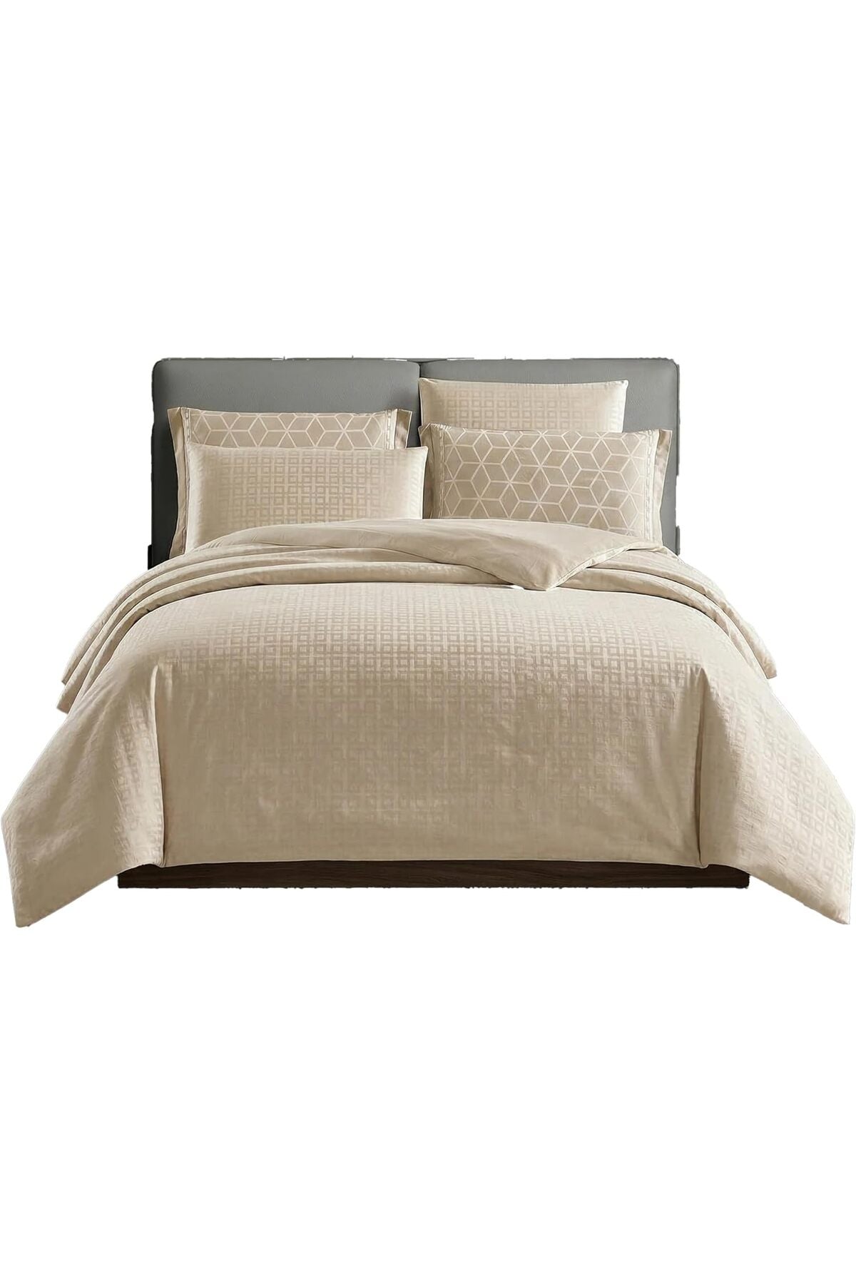 Geometric Duvet Set, Queen Size 200x230 cm - 4-Pcs Bed Set, Brushed Microfiber