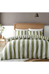 Cove Stripe Reversible Double Duvet Cover Set with Pillowcases Green