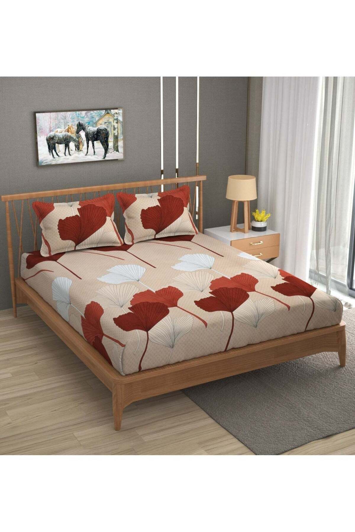 Premium Queen Size Flat Bedsheet with 2 Matching Pillowcases – Luxury Modern Design – Oversized Comfort (260x240 cm) Soft, Breathable Microfiber Bedding Set for All Seasons