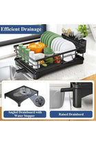 Dish Drying Rack - Stainless Steel Dish Rack for Kitchen Counter, Large-Capacity Dish Drainer with Cutlery Holder, Kitchen Organizer for Dishes, Spoons and Forks, Black