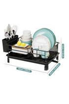 Dish Drainer with Drain Tray Drip Line Flatware Rack Cup Holder Flatware Rack Compatible Kitchen Countertop Storage Rack