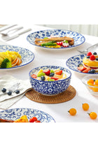 Selene Dinner Sets for 6 People, 18 Pieces Vintage Blue Porcelain Plates and Bowls Set