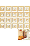 20 PCS DIY 3D Acrylic Mirror Wall Stickers, Removable Geometric Greek Key Pattern Decals for Home Wall, Art Decoration for Living Room, Bedroom, Bathroom, Stylish Gold Wall Decor