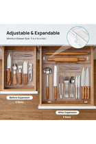 Expandable Silverware Organizer, Clear Plastic Food-Safe Cutlery Flatware Organizer