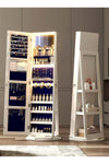 LED Jewelry Armoire with Full Length Mirror 360° Rotating, Jewelry Cabinet Large Standing Lockable Mirror Jewelry Organizer with Inner Makeup Mirror Soft Velvet for Living Room Bedroom