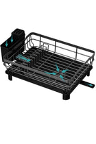 Dish Drying Rack - Kitchen Counter Dish Rack for Kitchen, Dish Drainer with Drainboard, Utensil Holder, Dish Holder for Sink(Black)