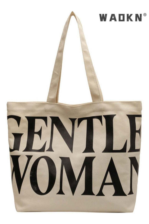 Ladies Large Capacity Canvas Shoulder Bag Travel Simple New Handbag Casual Travel Alphabet Tote Bag