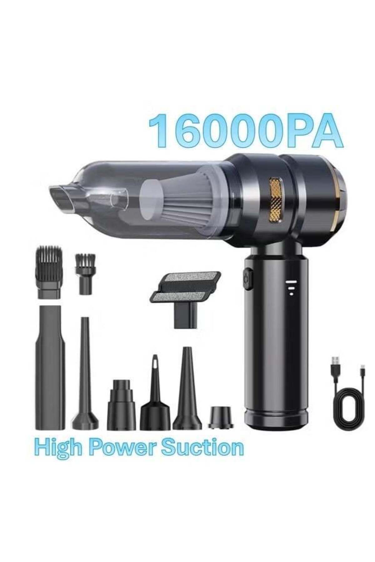 SR Car Vacuum 2-in-1 Handheld Cleaner & Compressed Air Duster, 3-Speed 16,000PA (Black)